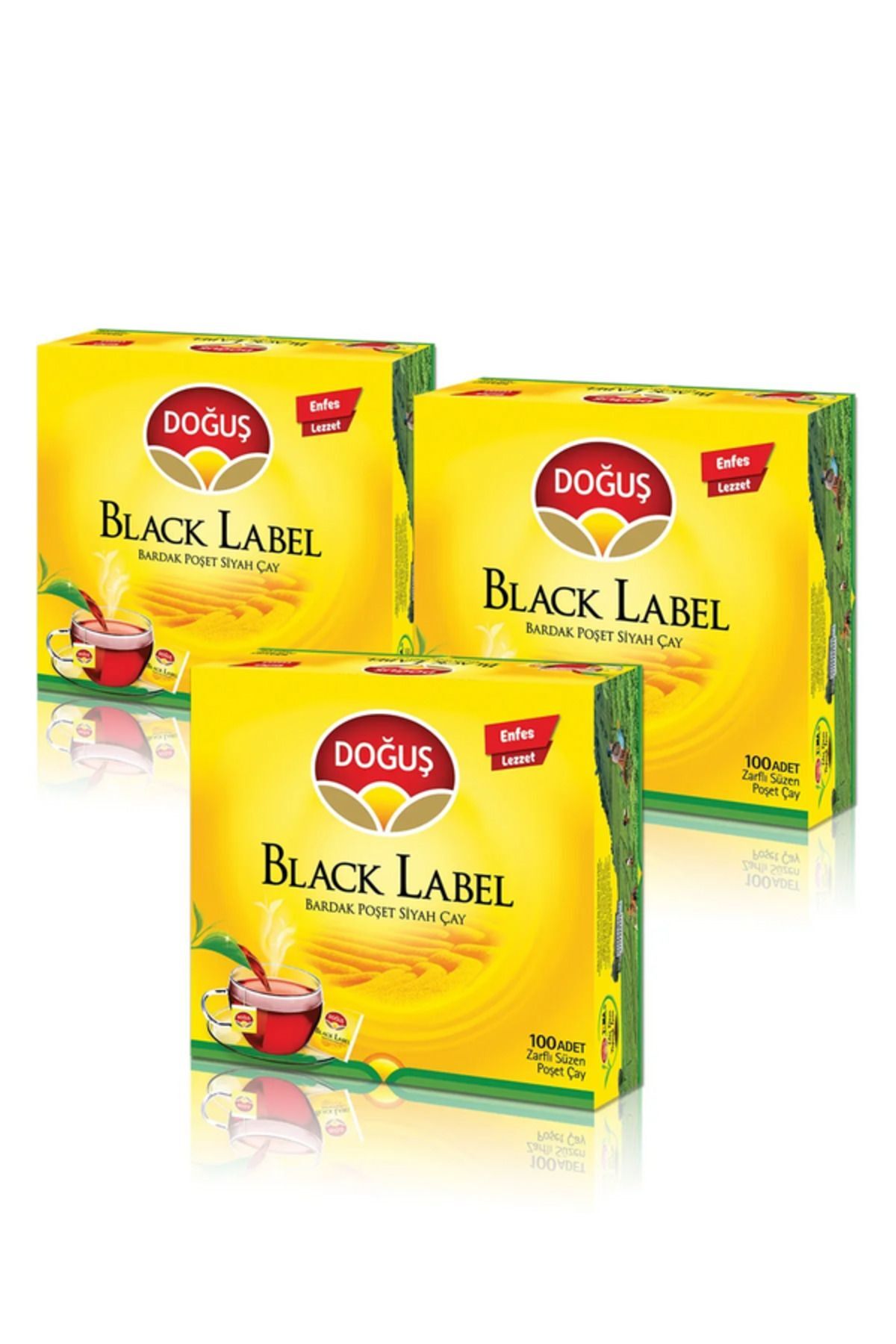 Set 3 Adet Doğuş Black Label Süzen Bardak Poşet Çay 100lü