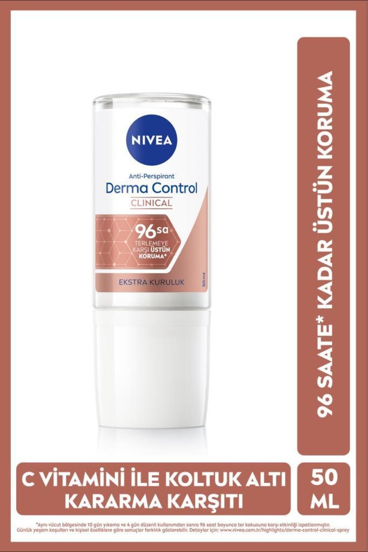 Kadın Roll-on Deodorant Derma Control Clinical 50ml, C Vitamini İle Koltuk Altı Kararma Karşıtı