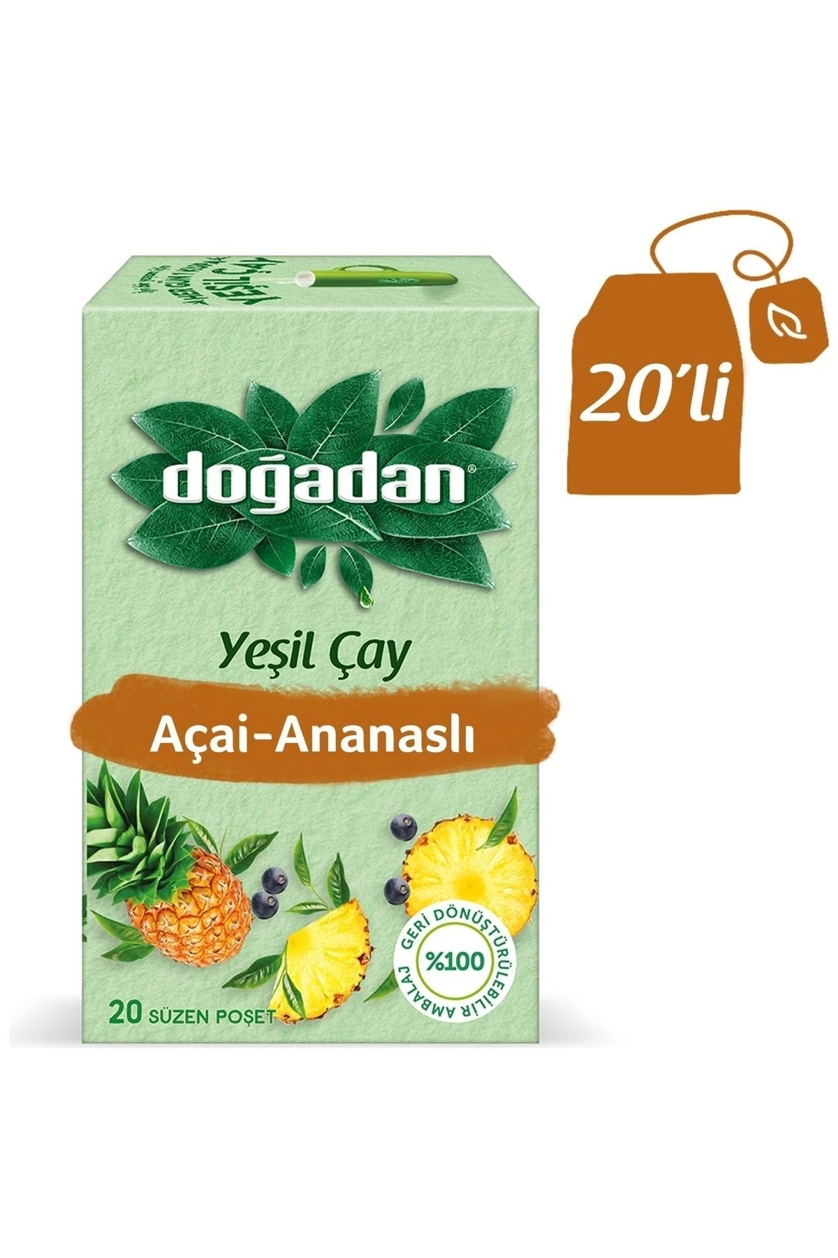 Doğadan Yeşil Çay Açai Ananaslı 20li