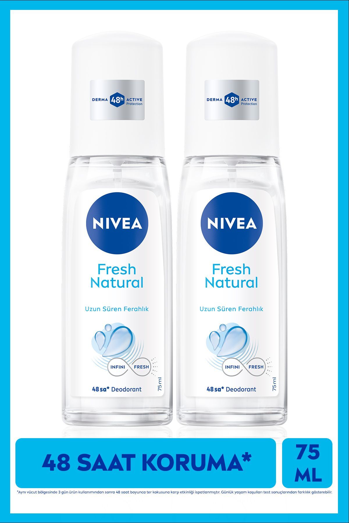 Kadın Pump Sprey Deodorant 75ml, 48 Saat Ter Koruması, Uzun Süren Ferahlık, Okyanus Özleri, X2 Adet