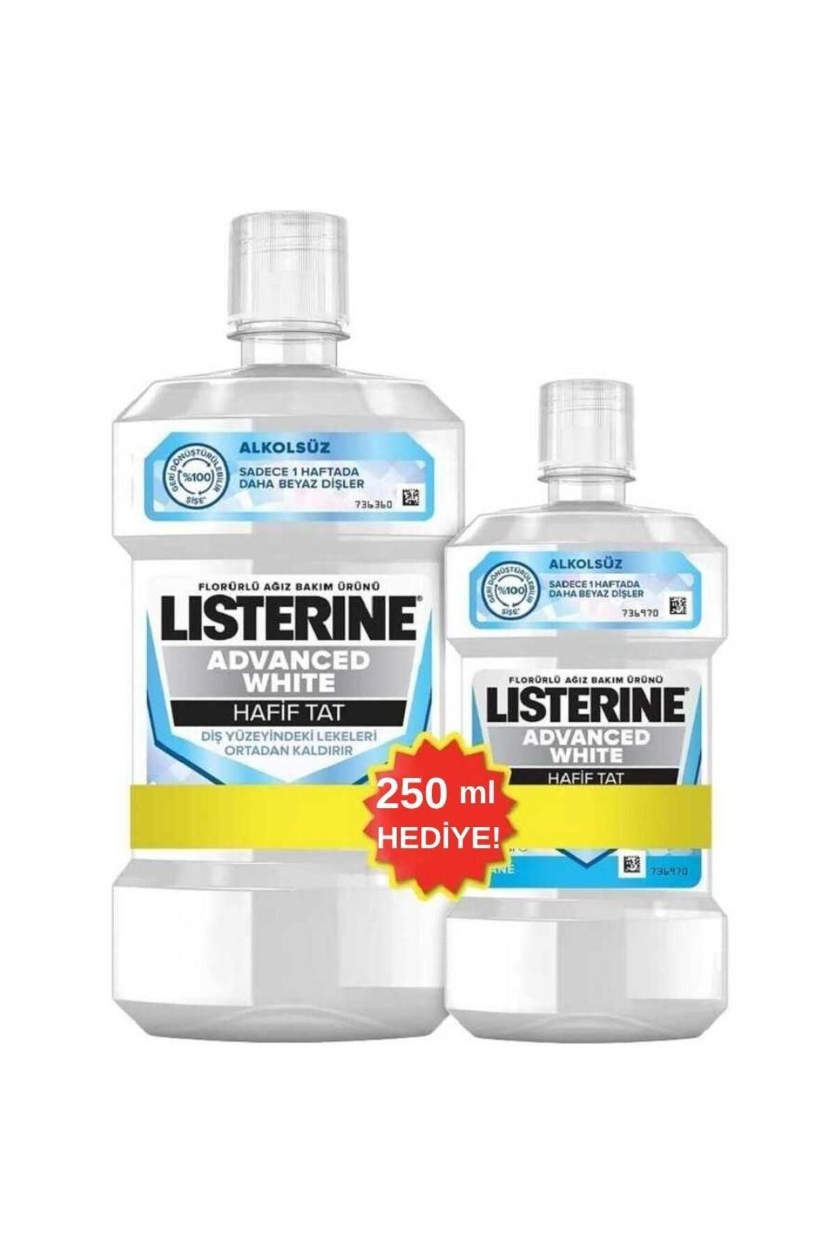 Listerine Advanced White Hafif Tat 500 Ml + 250 Ml Hediye