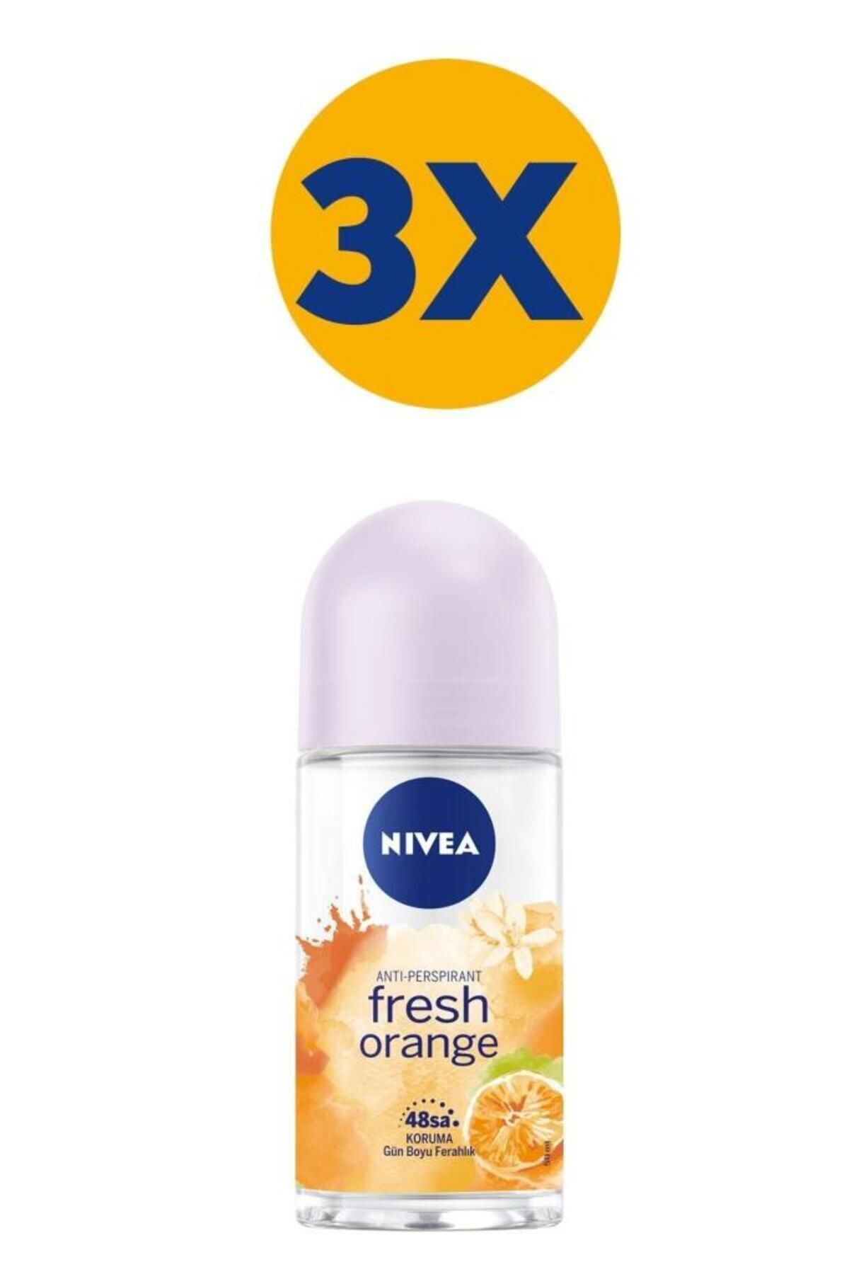Kadın Roll-on Deodorant Fresh Orange 50ml, 48 Saat Anti-perspirant Koruma, Portakal Kokusu, X3 Adet