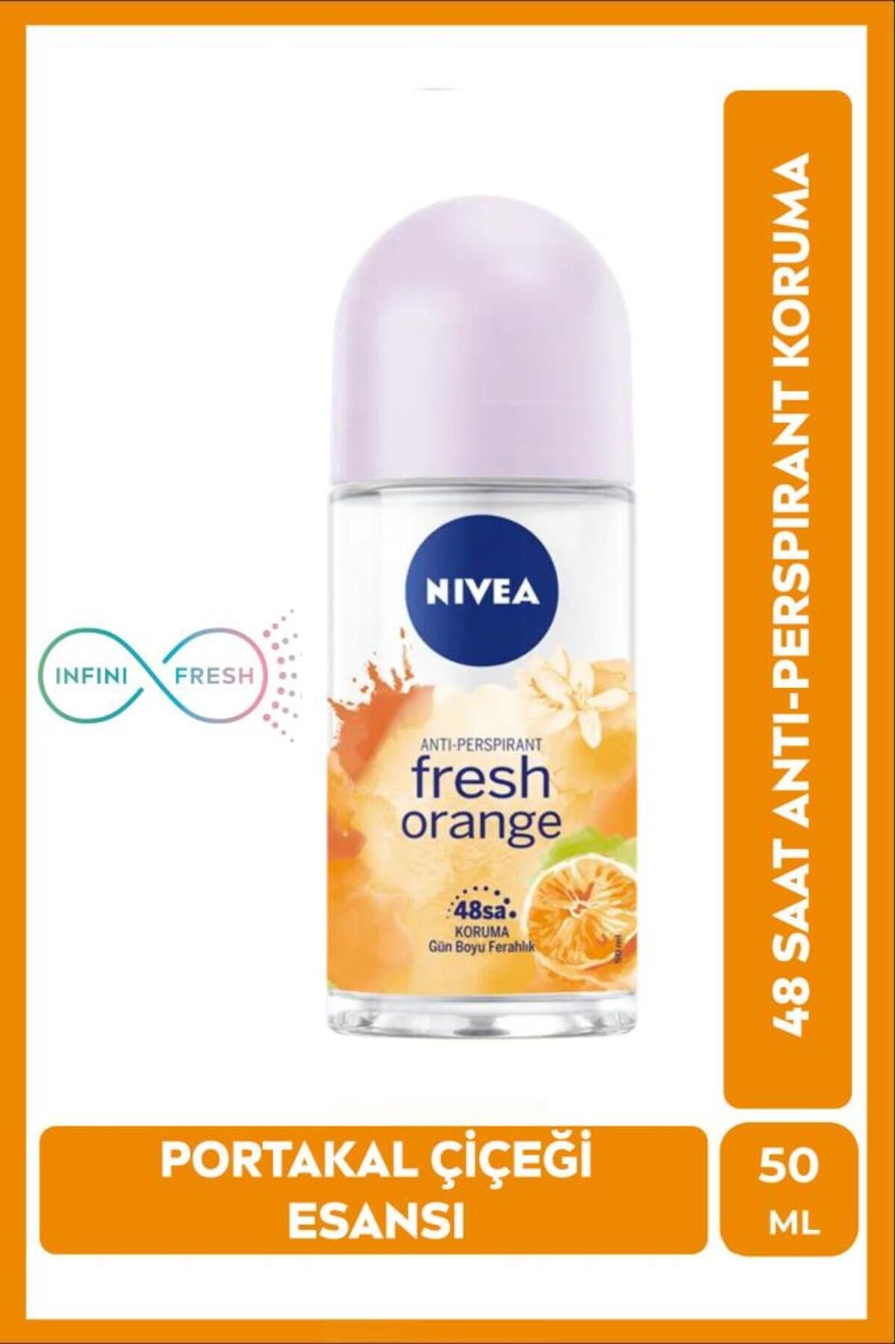 Kadın Roll-on Deodorant Fresh Orange 50ml, Ter Kokusuna Karşı 48 Saat Koruma, Portakal Kokusu
