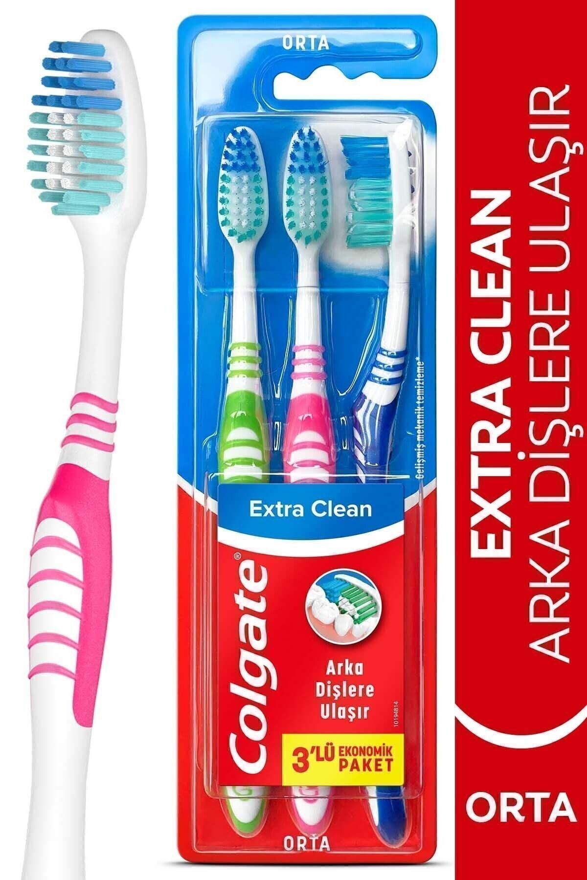 Extra Clean Dil Temizleyicili Arka Dişlere Uzanan Orta Diş Fırçası 2+1