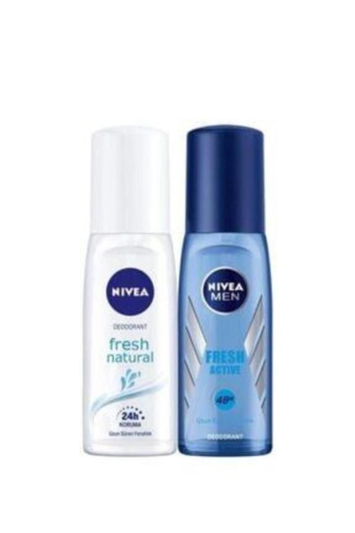 MEN Erkek Pump Deodorant Fresh Active 75ml ve Kadın Sprey Fresh Natural 75ml, 48 Saat Ter Koruma