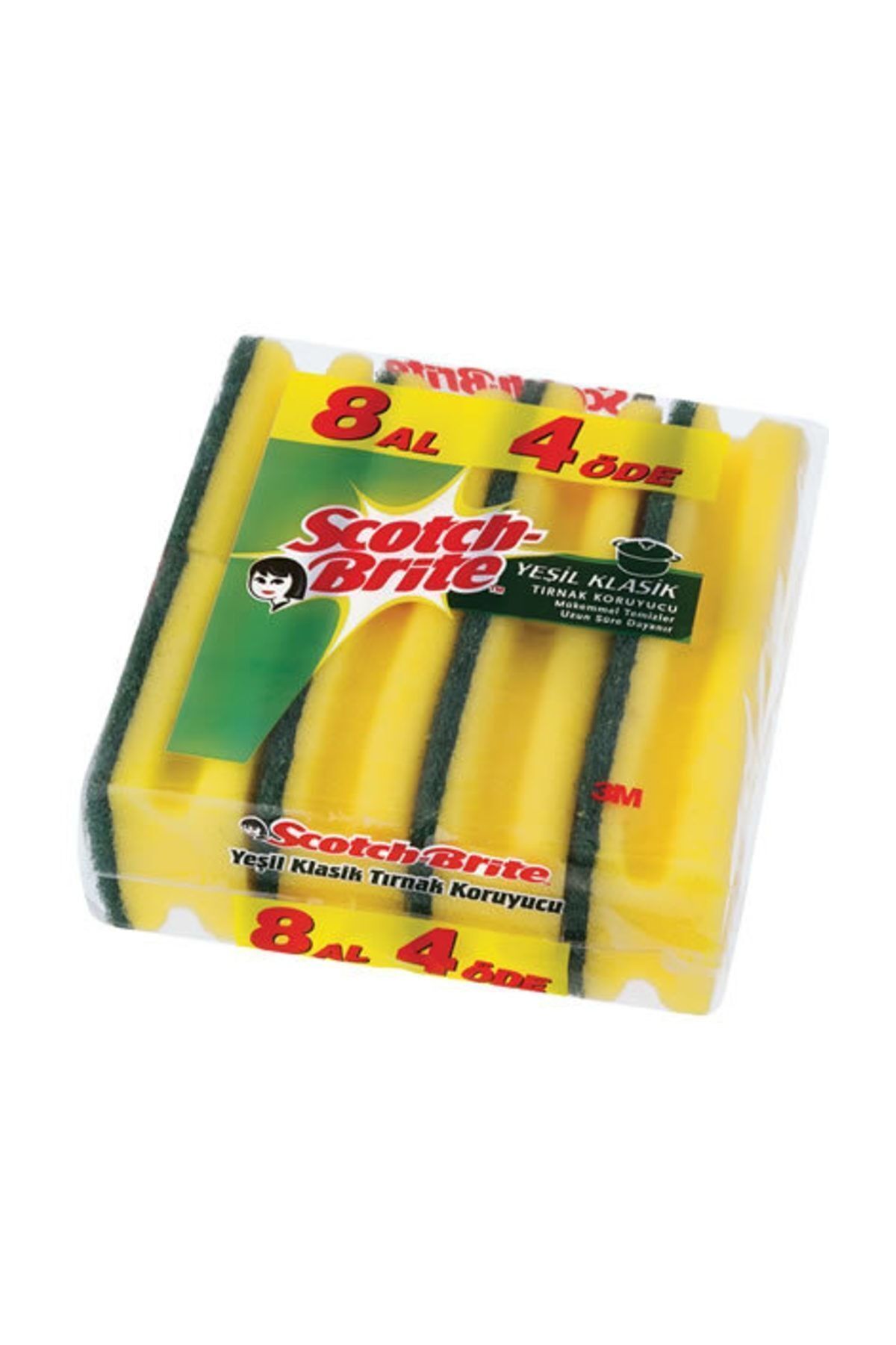 Yeşil Tırnak Korumalı Sünger 8'li