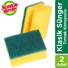 Scotch-brite  Yeşil Klasik Bulaşık Süngeri, 2'li, Tırnak Koruyuculu