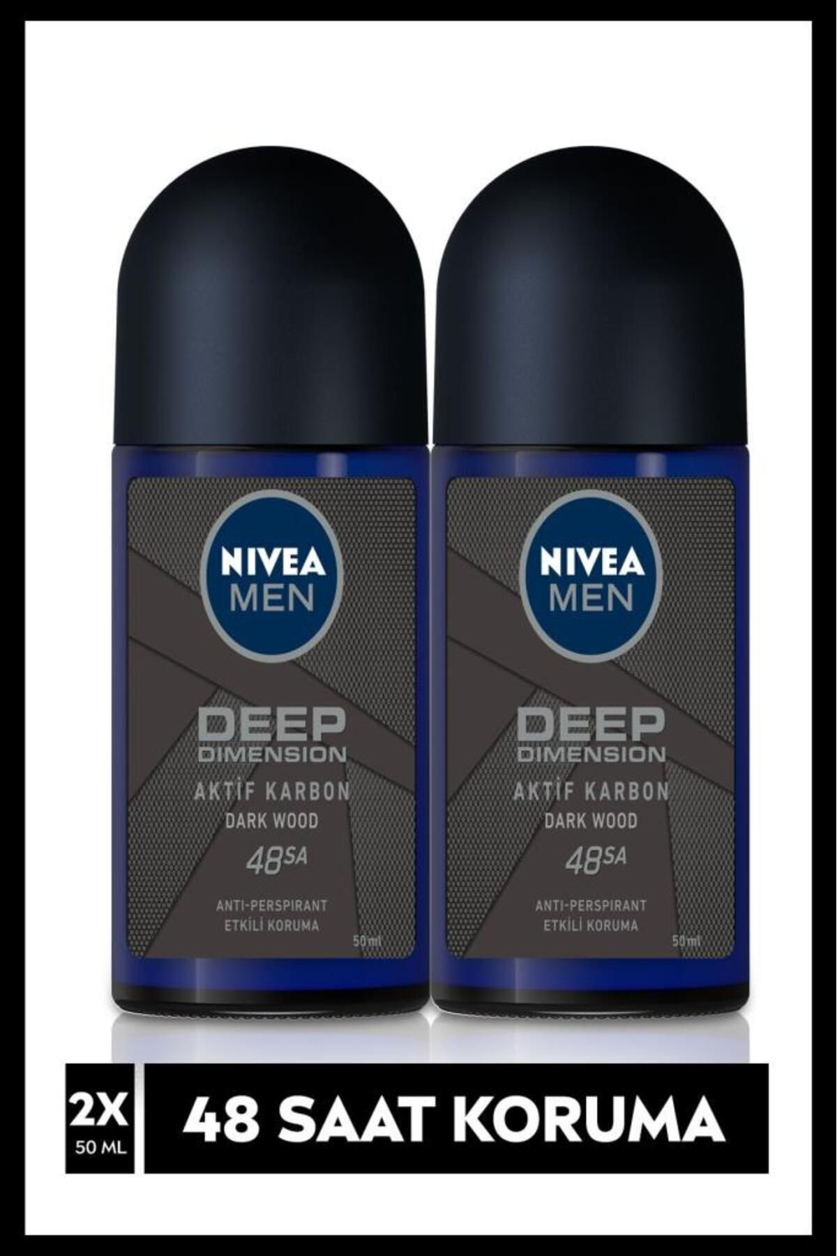 MEN Erkek Roll-on Deodorant Deep Dimension Aktif Karbon 50ml, 72 Saat Anti-perspirant Koruma,X2 Adet