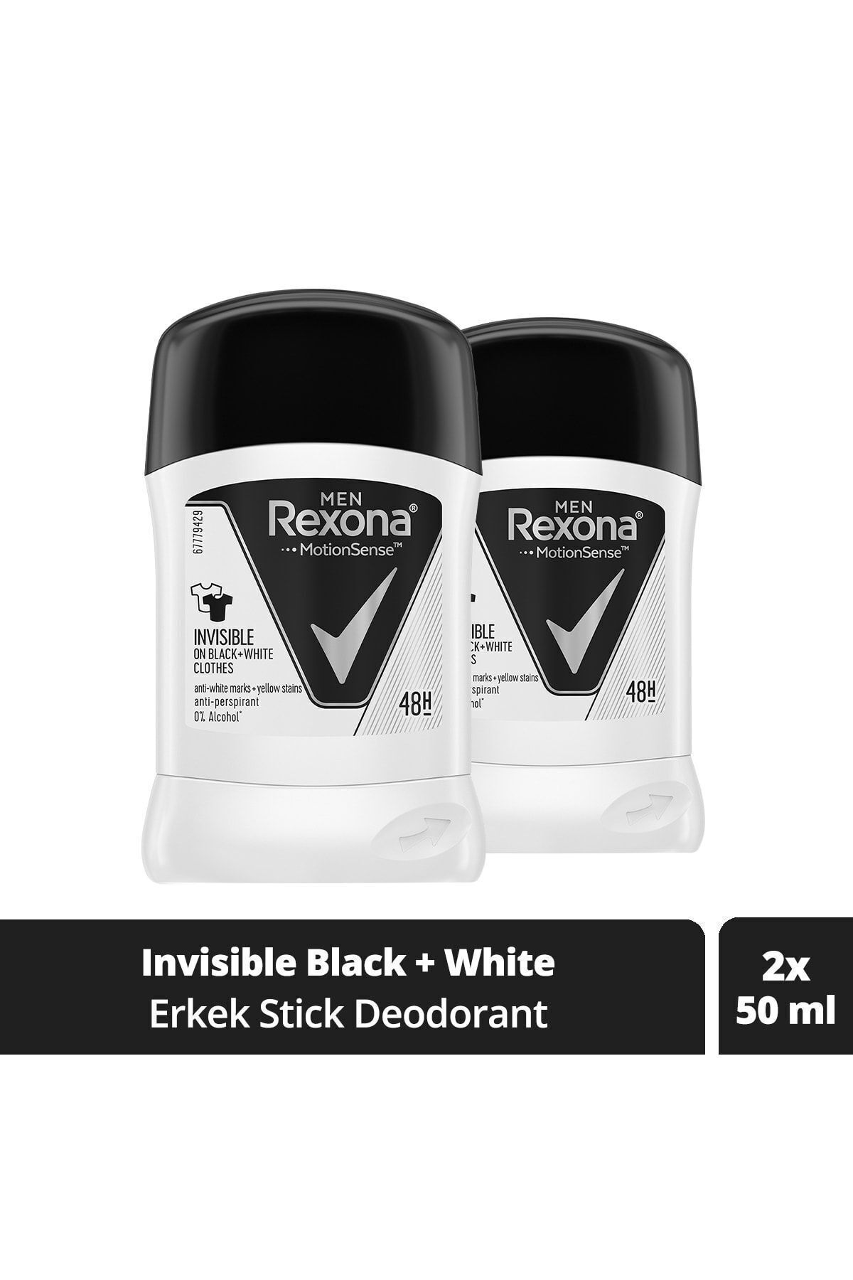 Erkek Deodorant Stick Invisible Black White 50 ml X2