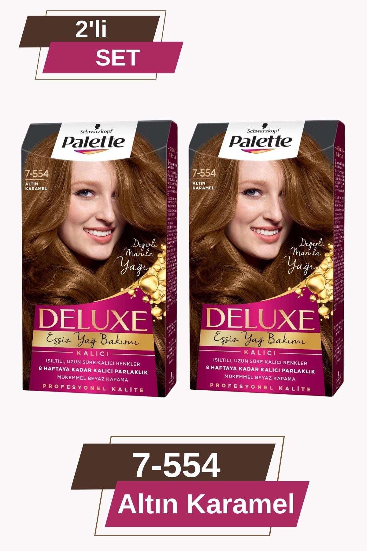 Deluxe 7-554 Altın Karamel X 2 Adet Saç Boyası