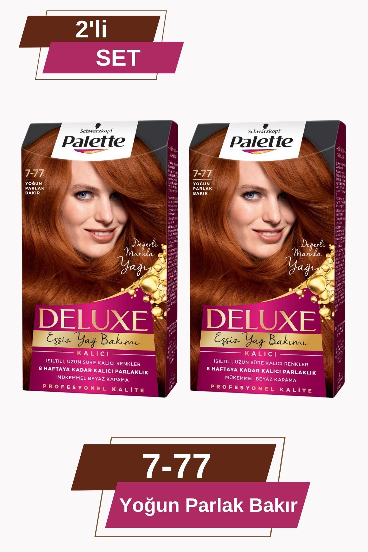 Deluxe 7-77 Yoğun Parlak Bakır X 2 Adet Saç Boyası