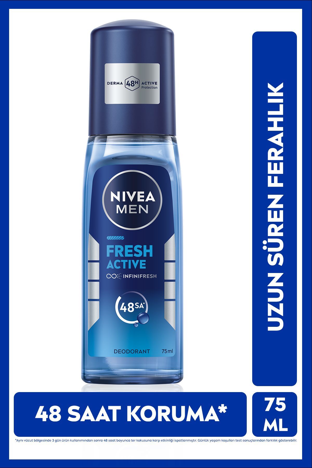 MEN Erkek Pump Sprey Deodorant Fresh Active 75ml, Ter Ve Ter Kokusuna Karşı 48 Saat Koruma