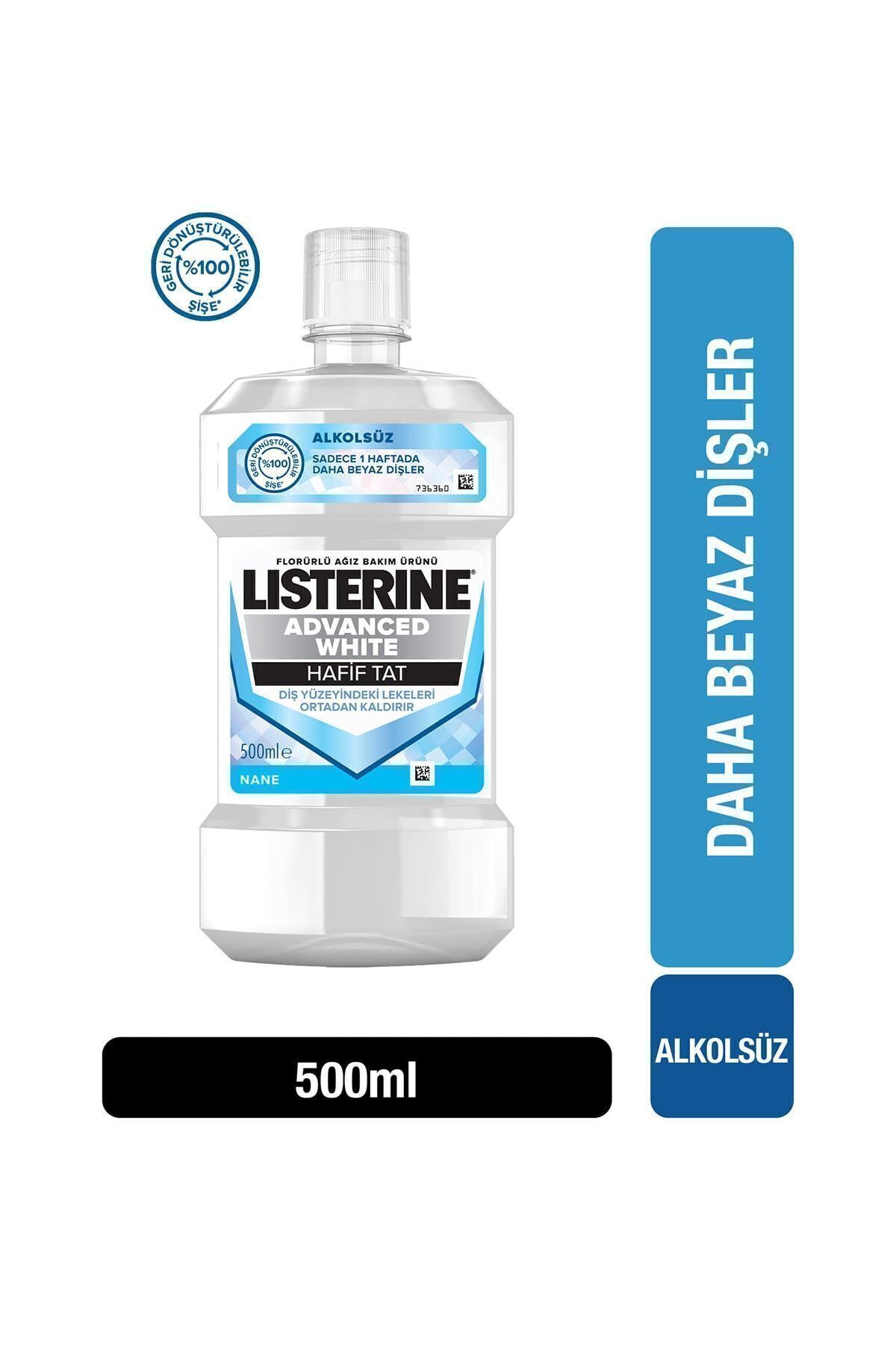 Listerine Advanced White Hafif Tat Alkolsüz Ağız Bakım Suyu 500 Ml