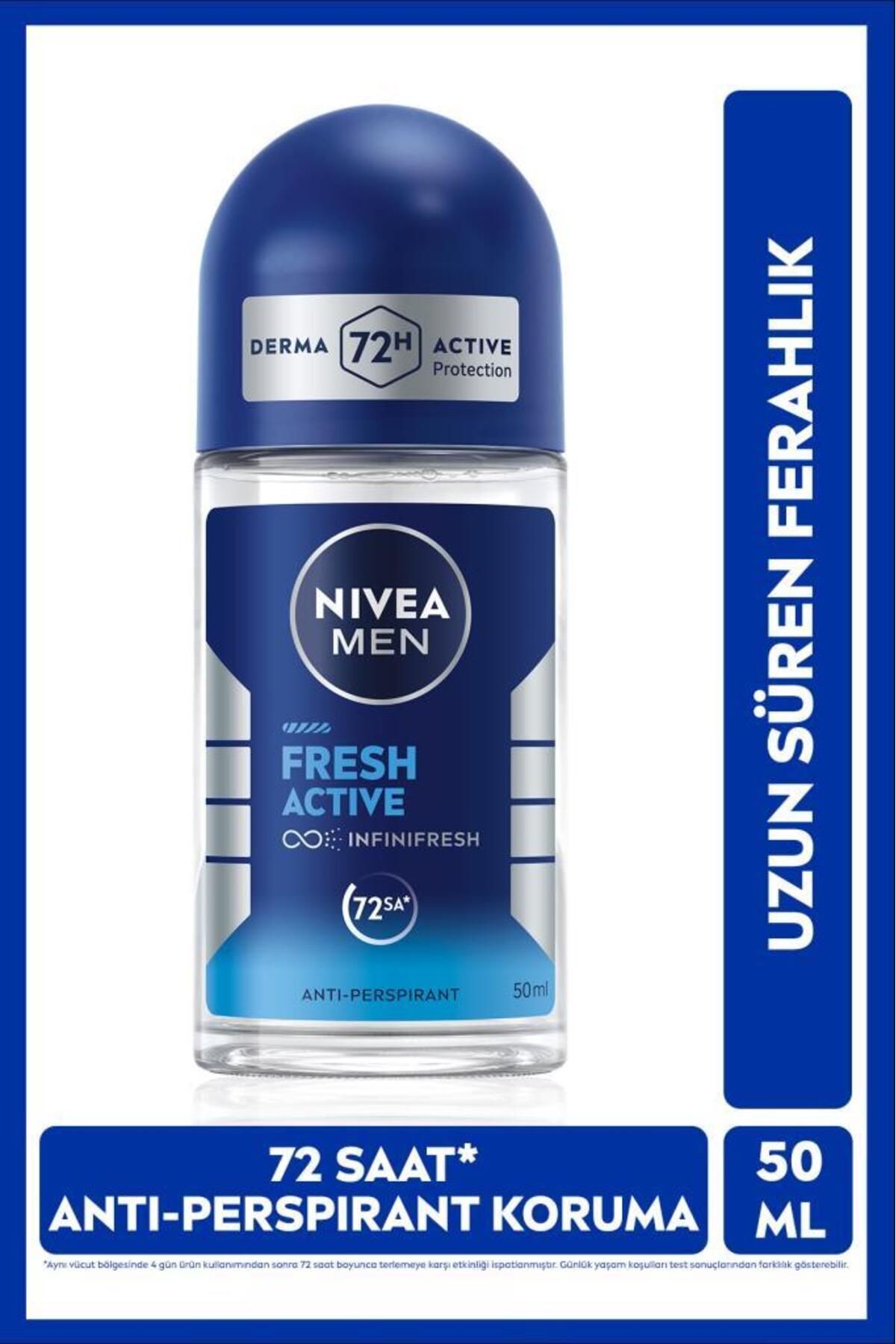MEN Erkek Roll-on Deodorant Fresh Active 50ml, Terlemeye Karşı 72 Saat Anti-perspirant, Ferah His