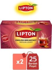 Lipton English Breakfast Siyah Bardak Poşet Çay 25LI x 2 Adet